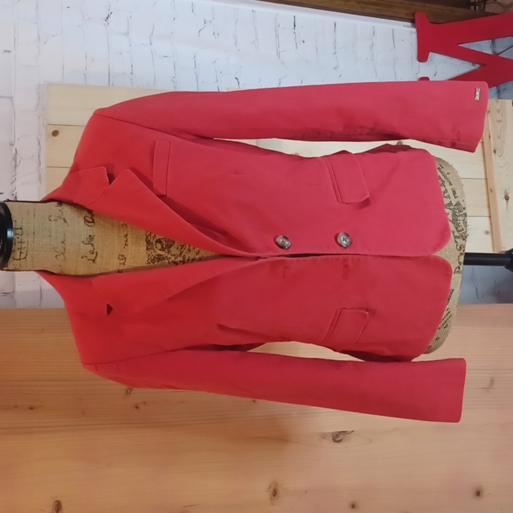 TOMMY HILFIGER SIZE 10 RED BLAZER W/ STRIPED LINING EUC